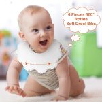 JenPen 4 Pieces White Bibs for Baby Girl Bandana Bibs Baby Bandana Drool Bibs 360 Bibs for Baby Girl Muslin Bibs Set for Teething Toddler - Image 4